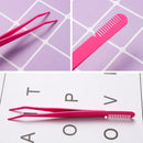 6 PCS Stainless Steel Marriage Accepted Eyelashes Tweezers Eyebrow Combing Tweezers, Color Classification: Silver (PVC Tube)