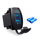 F3 Ship Type Car Dual USB Charger QC3.0 Fast Charge Switch Socket Modified 12V Car Charger(Green Light)
