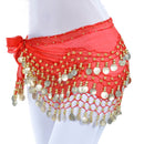 Lady Belly Dance Hip Scarf Accessories 3-Row Belt Skirt Bellydance Waist Chain Wrap Adult Dance Wear(Black)