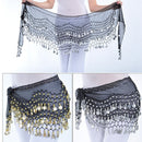 Lady Belly Dance Hip Scarf Accessories 3-Row Belt Skirt Bellydance Waist Chain Wrap Adult Dance Wear(Black)