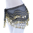 Lady Belly Dance Hip Scarf Accessories 3-Row Belt Skirt Bellydance Waist Chain Wrap Adult Dance Wear(Red)
