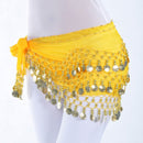 Lady Belly Dance Hip Scarf Accessories 3-Row Belt Skirt Bellydance Waist Chain Wrap Adult Dance Wear(Red)