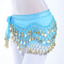 Lady Belly Dance Hip Scarf Accessories 3-Row Belt Skirt Bellydance Waist Chain Wrap Adult Dance Wear(Red)