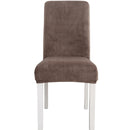 2 PCS Simple Soft High Elastic Thickening Velvet Semi-Interior Chair Cover Hotel Chair Cover(Coffee Gray)