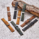 Quick Release Watch Band Crazy Horse Leather Retro Watch Band For Samsung Huawei,Size: 20mm (Deep Brown Silver Buckle)