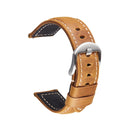 Quick Release Watch Band Crazy Horse Leather Retro Watch Band For Samsung Huawei,Size: 22mm (Light Brown Silver Buckle)