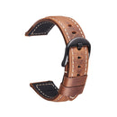 Quick Release Watch Band Crazy Horse Leather Retro Watch Band For Samsung Huawei,Size: 24mm (Dark Brown Black Buckle)
