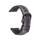 Quick Release Watch Band Crazy Horse Leather Retro Watch Band For Samsung Huawei,Size: 24mm (Black And Black Buckle)