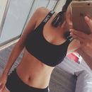 Yoga Brassiere Fitness Sports Tank Top Women Padded Sport Bra (One Size)(Black)