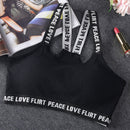 Letter Sports Fitness Running Yoga Bra Cotton No Steel Ring Underwear For Women, Size:One Size(Grey)