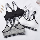 Letter Sports Fitness Running Yoga Bra Cotton No Steel Ring Underwear For Women, Size:One Size(Black)