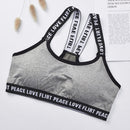 Letter Sports Fitness Running Yoga Bra Cotton No Steel Ring Underwear For Women, Size:One Size(Black)