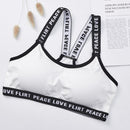 Letter Sports Fitness Running Yoga Bra Cotton No Steel Ring Underwear For Women, Size:One Size(Black)