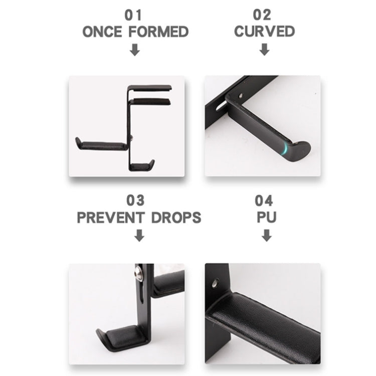 JD039 Metal Clip Earphone Holder Desktop Headset Hook(Black)