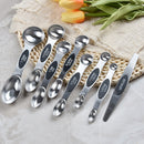 2 Sets 8-In-1 Magnetic Double-Headed Measuring Spoon Stainless Steel Measuring Spoon Set(Black)