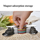 2 Sets 8-In-1 Magnetic Double-Headed Measuring Spoon Stainless Steel Measuring Spoon Set(Black)