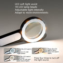 30 Times 18 LED Cool Warm Light HD Elderly Reading Repair Glass Magnifier(Black White)