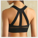 Mesh Back Movement Seamless Bra Stretch Training Yoga Underwear Female Speed Drying Fitness Bra, Size:S (Black)