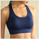 Mesh Back Movement Seamless Bra Stretch Training Yoga Underwear Female Speed Drying Fitness Bra, Size:S (Blue)