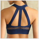 Mesh Back Movement Seamless Bra Stretch Training Yoga Underwear Female Speed Drying Fitness Bra, Size:S (Blue)