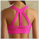 Mesh Back Movement Seamless Bra Stretch Training Yoga Underwear Female Speed Drying Fitness Bra, Size:S (Pink)