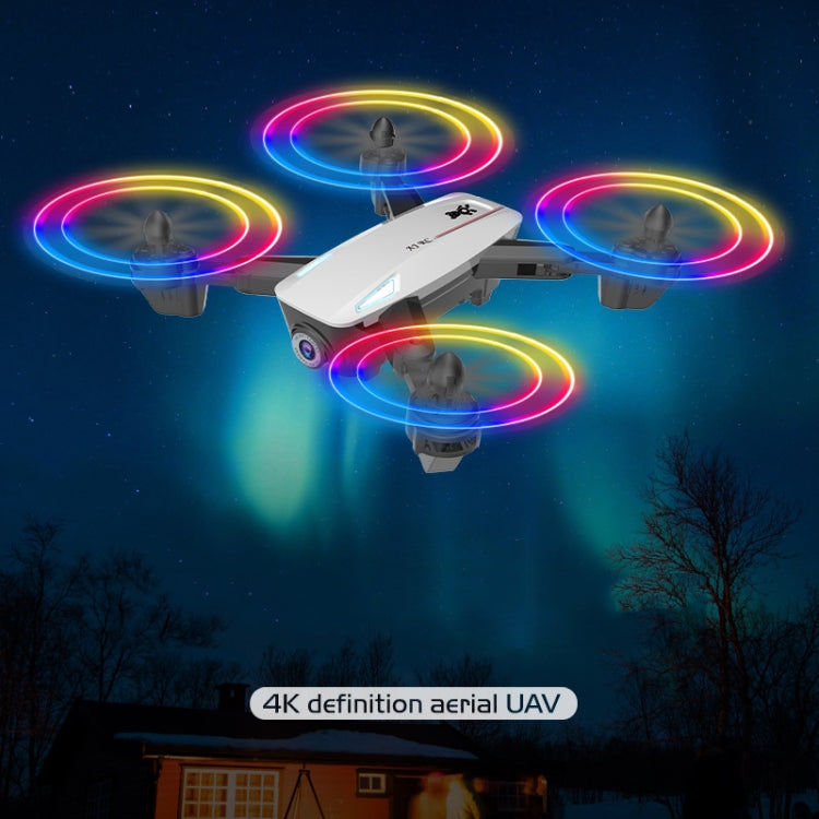 Dual-Camera Folding Four-Axis Aerial Photography Aircraft HD With Colorful Lights Remote Control Aircraft, Specification: Without Optical Flow(White)