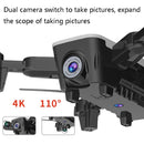 Dual-Camera Folding Four-Axis Aerial Photography Aircraft HD With Colorful Lights Remote Control Aircraft, Specification: With Optical Flow 1080P (4K)(Black)