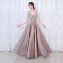 V-neck Sequin Dress Banquet Annual Evening Dress, Size:S(Apricot)