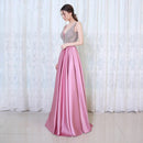 V-neck Sequin Dress Banquet Annual Evening Dress, Size:S(Apricot)