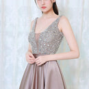 V-neck Sequin Dress Banquet Annual Evening Dress, Size:XL(Black)