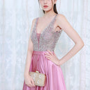 V-neck Sequin Dress Banquet Annual Evening Dress, Size:XL(Black)