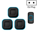 CACAZI V028F 1 For 3 Wireless Music Doorbell without Battery, Plug:EU Plug(Black)