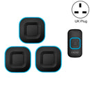 CACAZI V028F 1 For 3 Wireless Music Doorbell without Battery, Plug:UK Plug(Black)