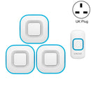 CACAZI V028F 1 For 3 Wireless Music Doorbell without Battery, Plug:UK Plug(White)