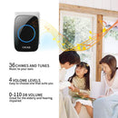 CACAZI H10 1 For 2 Home Wireless Music Doorbell without Battery, Plug:EU Plug(Black)