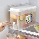 3.5L Household Cold Water Bottle With Faucet Refrigerator Lemon Fruit Teapot Summer Cold Water Bucket Cold Bubble Bottle(White)