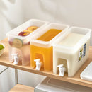 3.5L Household Cold Water Bottle With Faucet Refrigerator Lemon Fruit Teapot Summer Cold Water Bucket Cold Bubble Bottle(White)