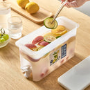 3.5L Household Cold Water Bottle With Faucet Refrigerator Lemon Fruit Teapot Summer Cold Water Bucket Cold Bubble Bottle(White)