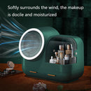 Mirror Desktop Makeup And Dustproof Drawer Storage Box With LED Light, Colour: Green LED + Fan Model