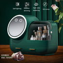 Mirror Desktop Makeup And Dustproof Drawer Storage Box With LED Light, Colour: Green LED + Fan Model