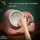Mirror Desktop Makeup And Dustproof Drawer Storage Box With LED Light, Colour: White LED + Fan Model