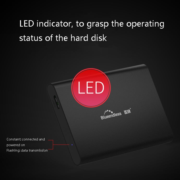 Blueendless T8 2.5 inch USB3.0 High-Speed Transmission Mobile Hard Disk External Hard Disk, Capacity: 2TB(Blue)