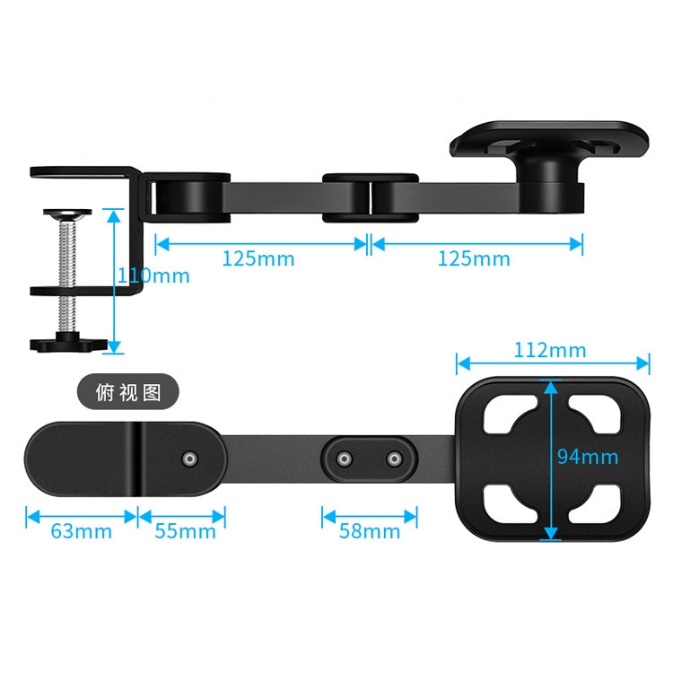 Vaydeer TJ2011 Computer Hand Bracket Mouse Pad Metal Lazy Arm Support Cantilever Wrist Pad(Black)