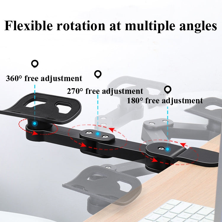 Vaydeer TJ2011 Computer Hand Bracket Mouse Pad Metal Lazy Arm Support Cantilever Wrist Pad(Black)