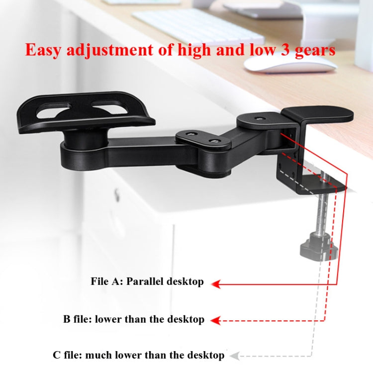 Vaydeer TJ2011 Computer Hand Bracket Mouse Pad Metal Lazy Arm Support Cantilever Wrist Pad(Black)