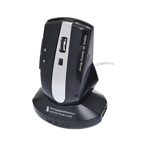 M-011G 2.4GHz 6 Keys Wireless Charging Mouse Office Game Mouse(Black)