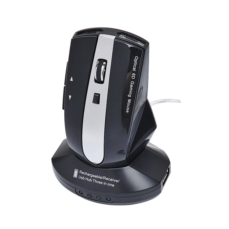 M-011G 2.4GHz 6 Keys Wireless Charging Mouse Office Game Mouse(Black)