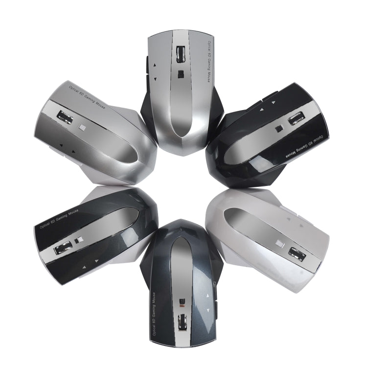 M-011G 2.4GHz 6 Keys Wireless Charging Mouse Office Game Mouse(Black + Silver)