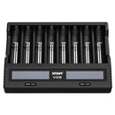 XTAR 8-Slot Battery Charger LCD Display Charger QC3.0 Type C Fast Charger for 21700 / 18650 Battery, Model: VC8