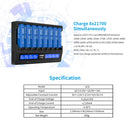 XTAR 8-Slot Battery Charger LCD Display Charger QC3.0 Type C Fast Charger for 21700 / 18650 Battery, Model: VC8